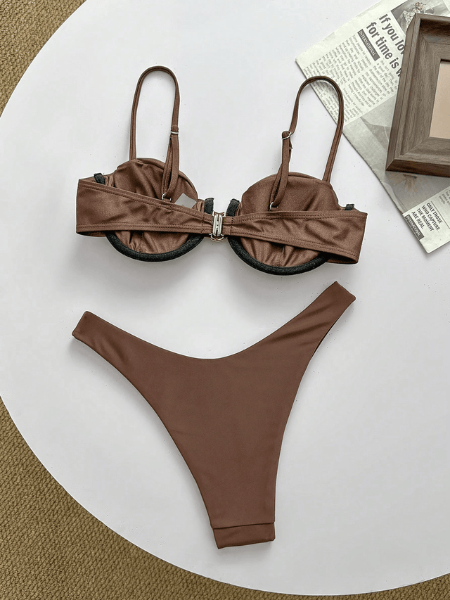 Chocolate Luxe Ruched Bikini Set