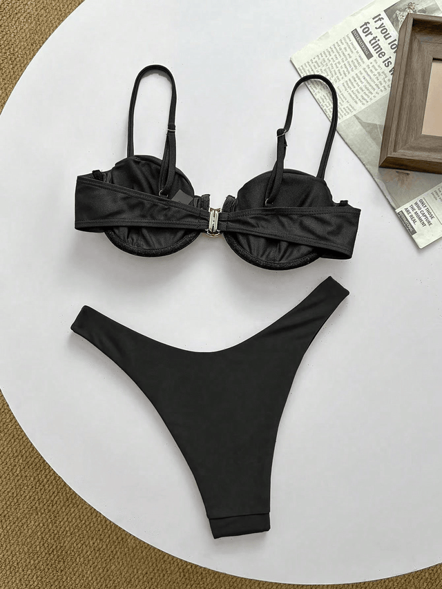 Noir Luxe Ruched Bikini Set