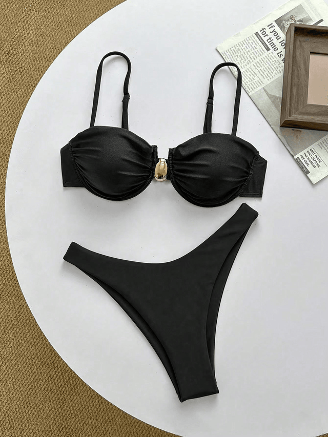 Noir Luxe Ruched Bikini Set