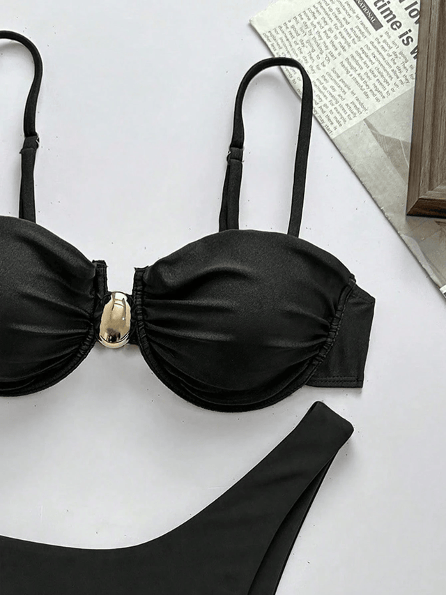 Noir Luxe Ruched Bikini Set