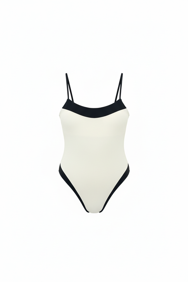 Monaco Muse Two-Tone Scoop Neck Swimsuit | White