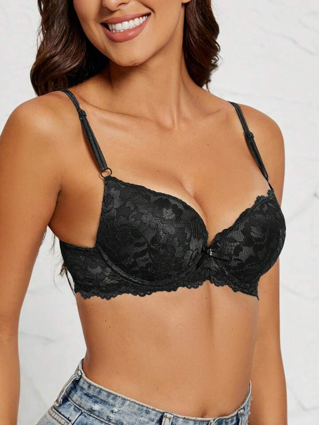 Sexy Lace Padded Plunge Bra