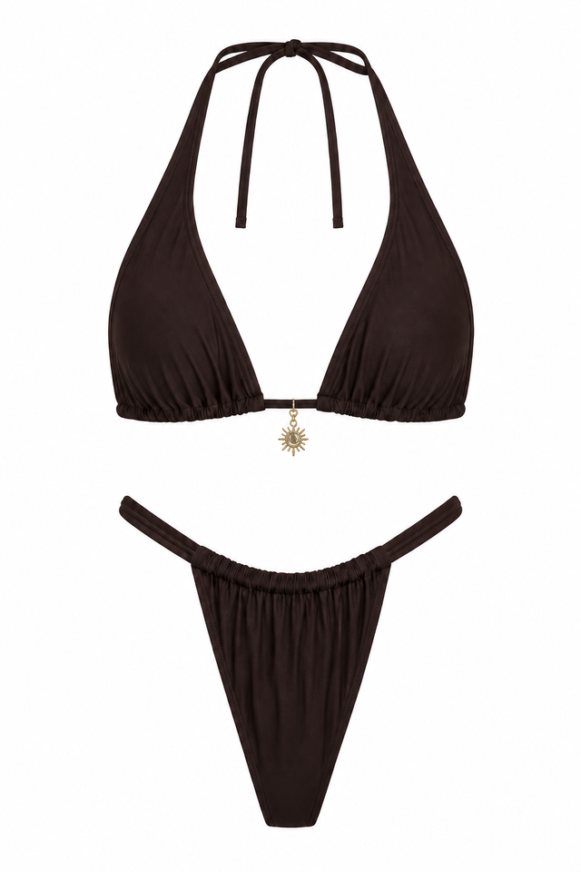 Lucy Halter Bikini Set | Chocolate Brown - Little Nooks