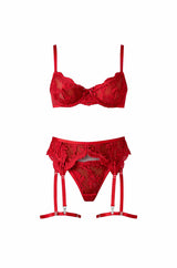 Aria Embroidered Lace Lingerie Set | Burgundy - Little Nooks