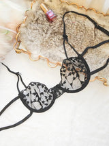 Black Mesh Floral Tie-Up Lingerie Set