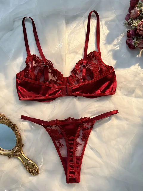 Elegant Embroidered Lingerie Bra Set