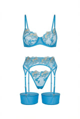 Arabella Sheer Embroidered Lingerie Set | Baby Blue