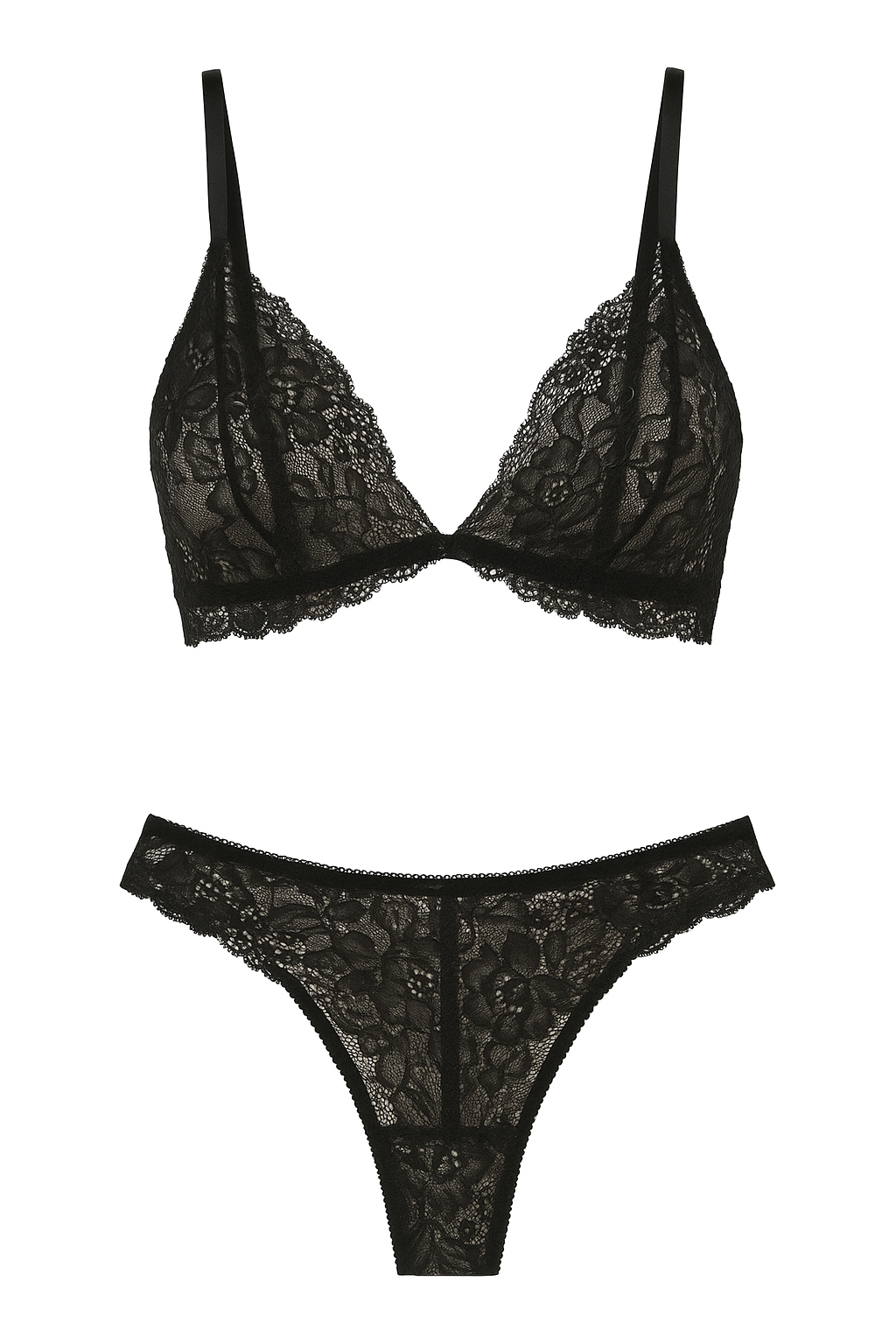 Luna Delicate Lace Bralette Set - Black - Little Nooks