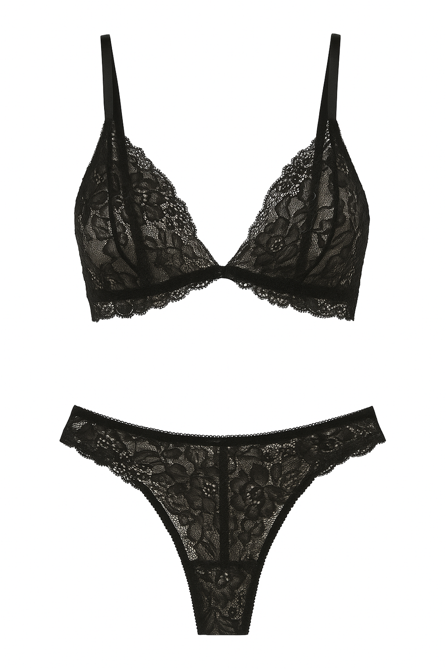 Luna Delicate Lace Bralette Set - Black - Little Nooks