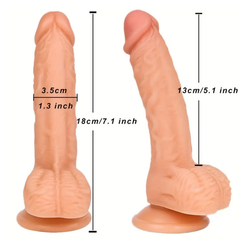 Flexible Realistic Dildo With Suction Cup And Balls