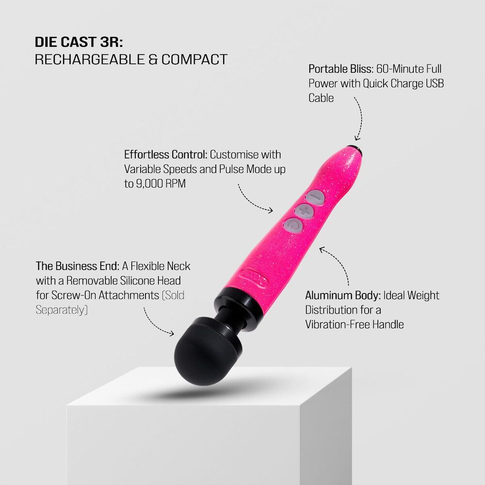 Doxy Die Cast Wand Rechargeable HOT PINK - Little Nooks