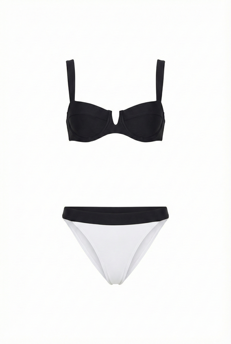Talia Contrast Bikini Set | Black - Little Nooks