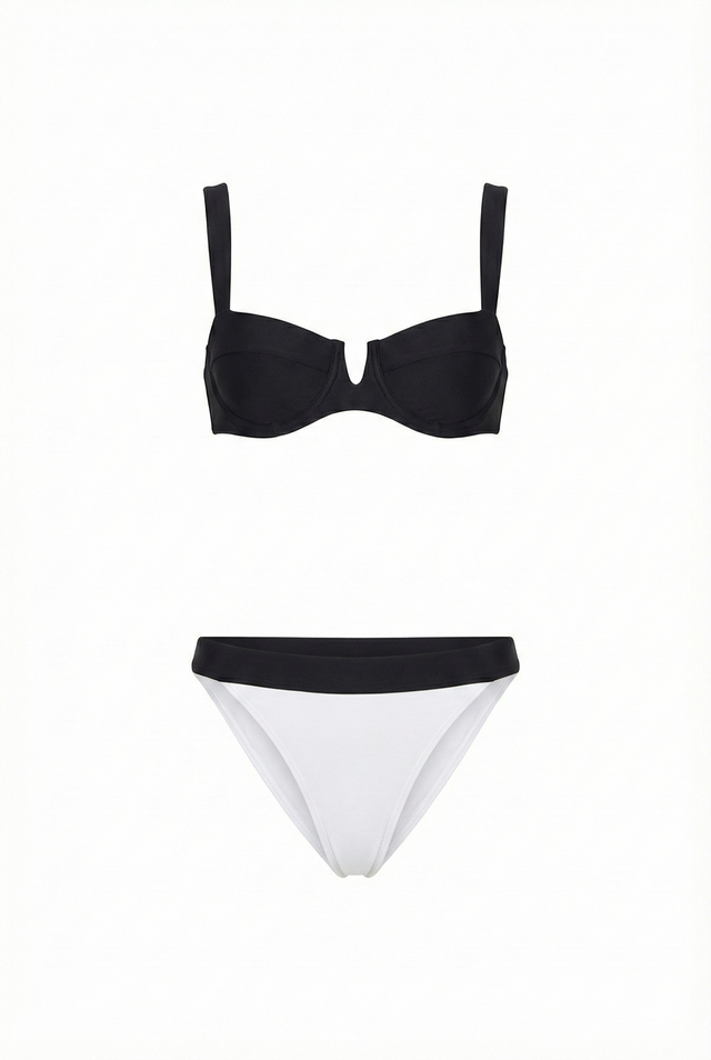 Talia Contrast Bikini Set | Black - Little Nooks