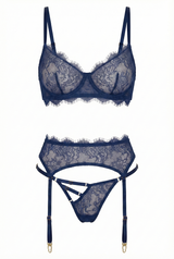 Isla Lace Lingerie Set | Navy Blue - Little Nooks