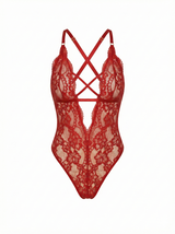 Ruby Lace Cut-Out Bodysuit | Red - Little Nooks