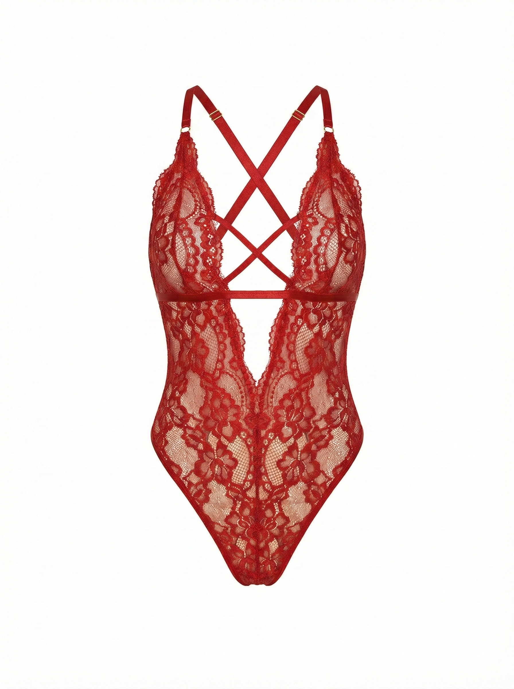 Ruby Lace Cut-Out Bodysuit | Red - Little Nooks