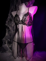 Seductive Sheer Lace Babydoll Set