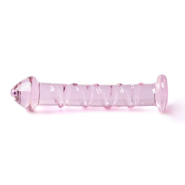 Textured Pink Glass Dildo - Little Nooks