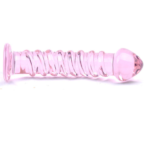 Textured Pink Glass Dildo