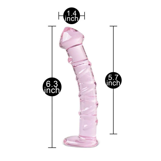 Textured Pink Glass Dildo - Little Nooks