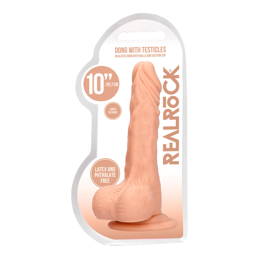 RealRock 10 Inch Dong With Testicles Flesh - Little Nooks