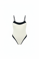 Monaco Muse Two-Tone Scoop Neck Swimsuit | White