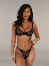 Zaria Underwired Lace Lingerie Set | Black