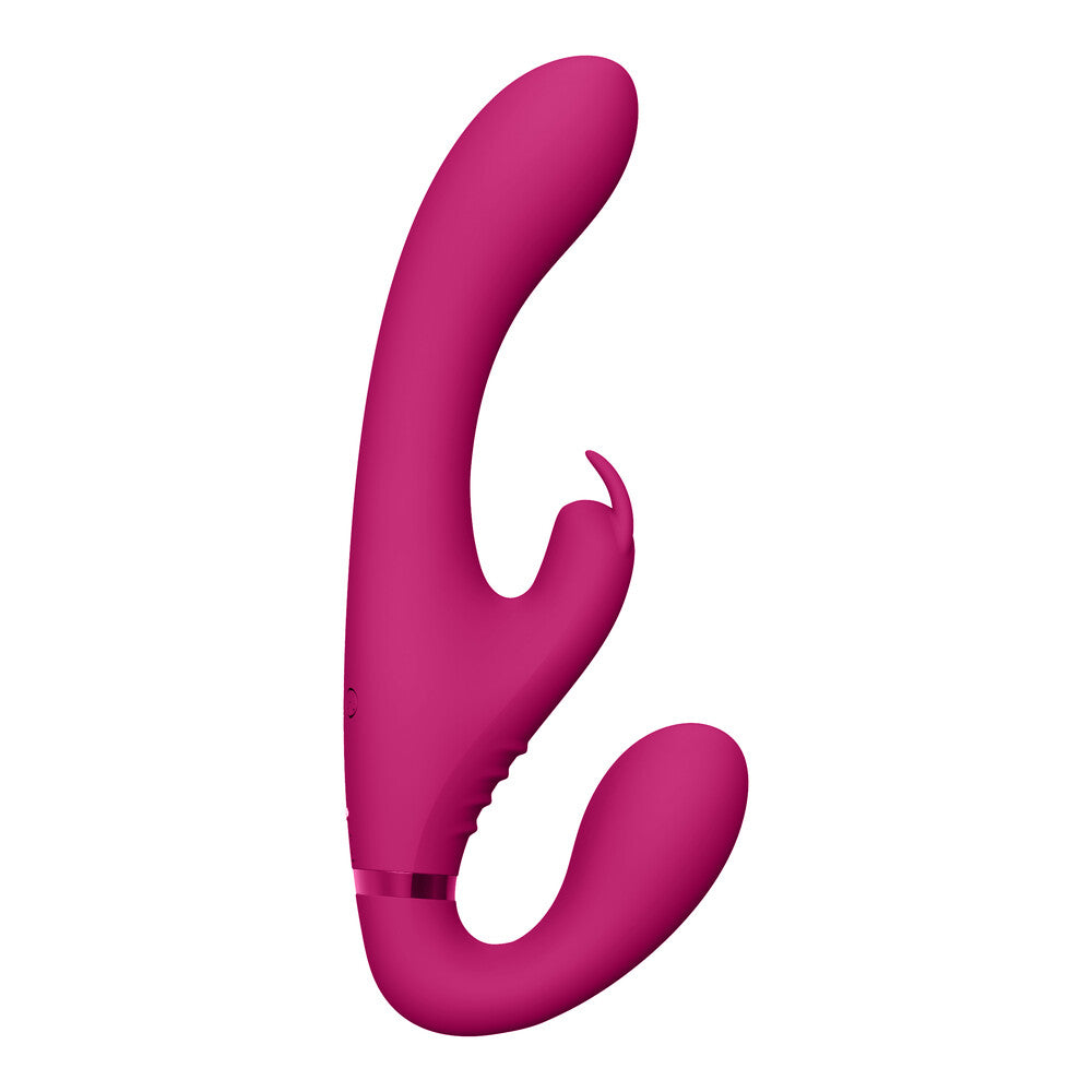 Vive Suki Triple Action Strapless Strap On Vibrator Pink - Little Nooks
