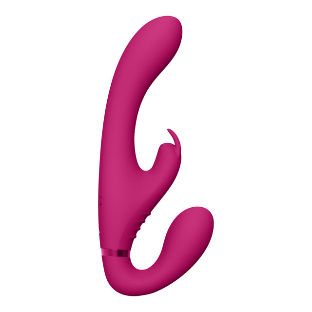 Vive Suki Triple Action Strapless Strap On Vibrator Pink - Little Nooks