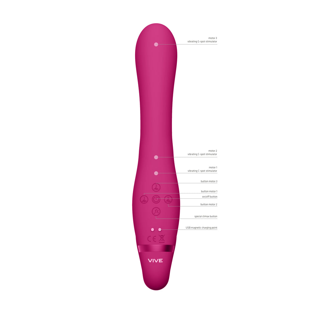 Vive Suki Triple Action Strapless Strap On Vibrator Pink - Little Nooks