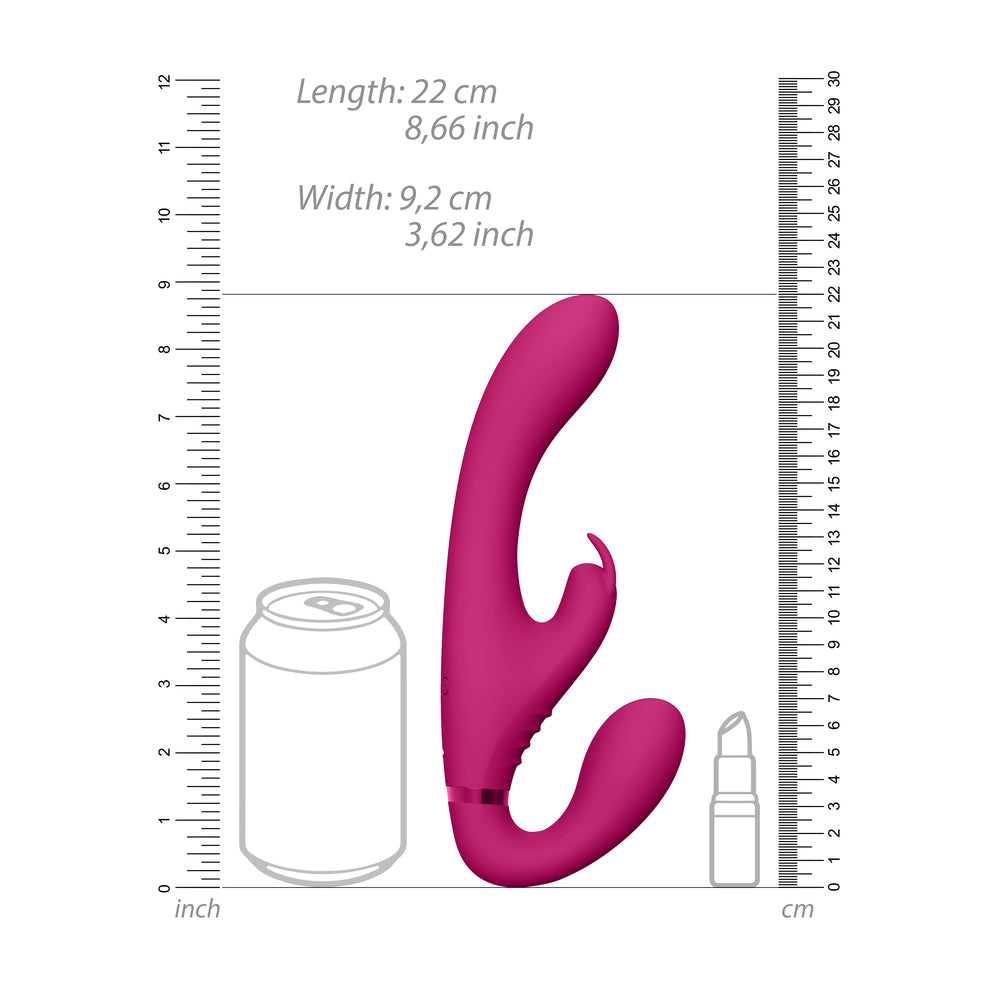 Vive Suki Triple Action Strapless Strap On Vibrator Pink - Little Nooks