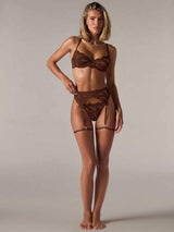 Aria Embroidered Lace Lingerie Set | Chocolate