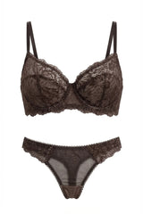 Ava Lace Sheer Lingerie Set | Chocolate Brown - Little Nooks