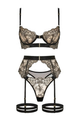 Nicola 3pc Lingerie Set | Black - Little Nooks