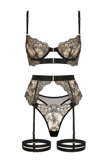Nicola 3pc Lingerie Set | Black - Little Nooks