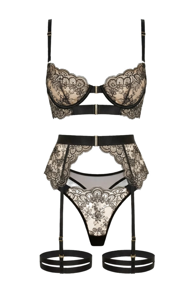 Nicola 3pc Lingerie Set | Black - Little Nooks