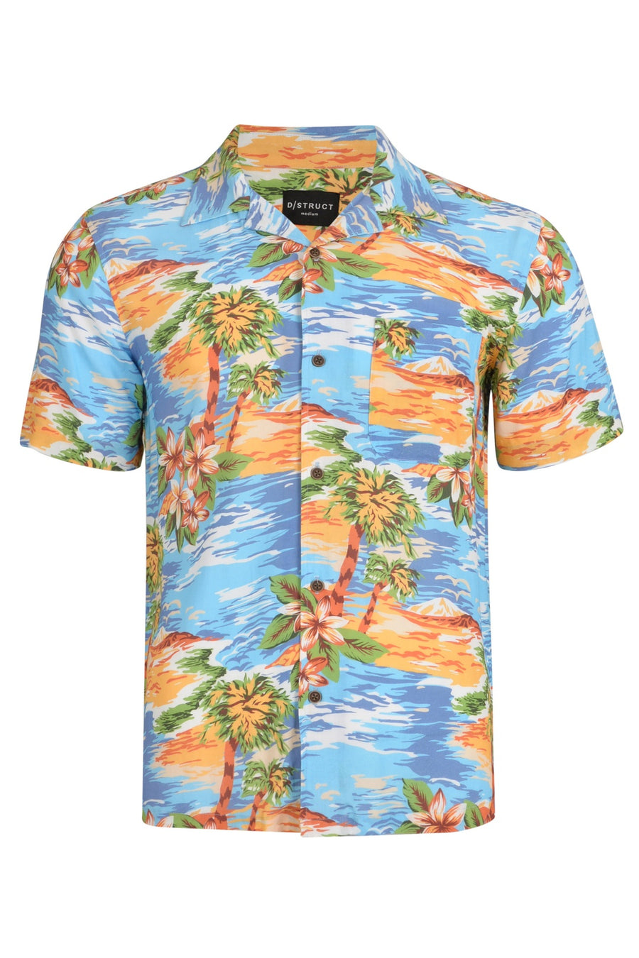 Trinidad Tropical Print Short Sleeve Shirt | Blue - Little Nooks