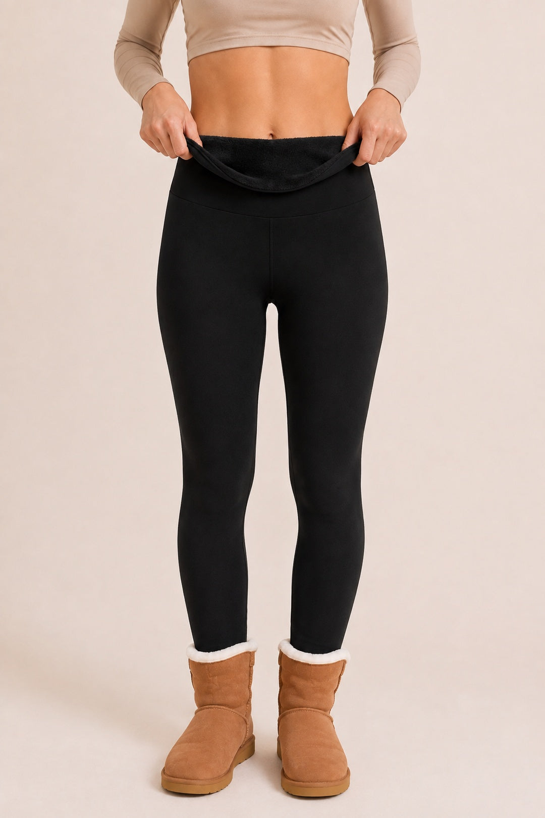 Black Thermal Fleece-Lined High-Waisted Leggings
