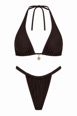 Lucy Halter Bikini Set | Chocolate Brown - Little Nooks