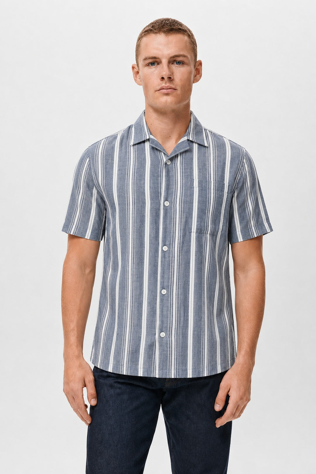 Bari Stripe Short Sleeve Shirt | Navy