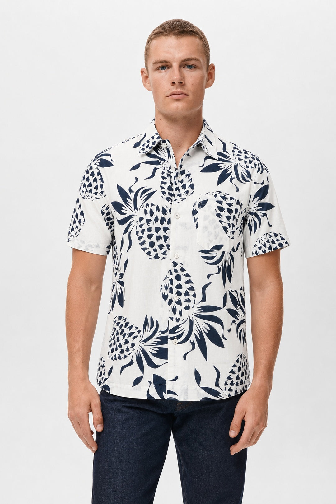 Nicoya Short Sleeve Pineapple Print Shirt | White