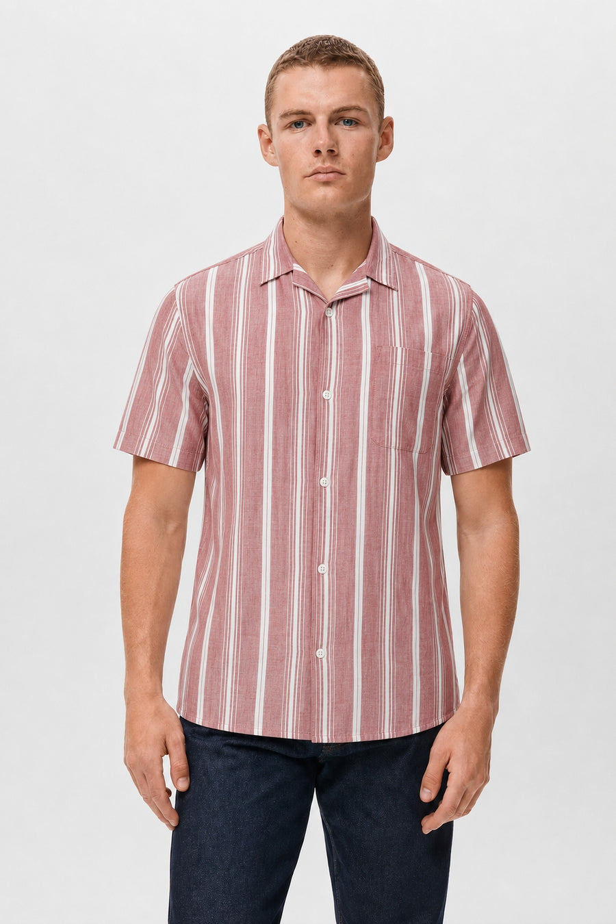 Bari Stripe Short Sleeve Shirt | Red - Little Nooks