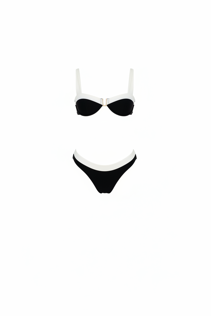 Monaco Muse Two-Tone Underwire Bikini Set | Black - Little Nooks