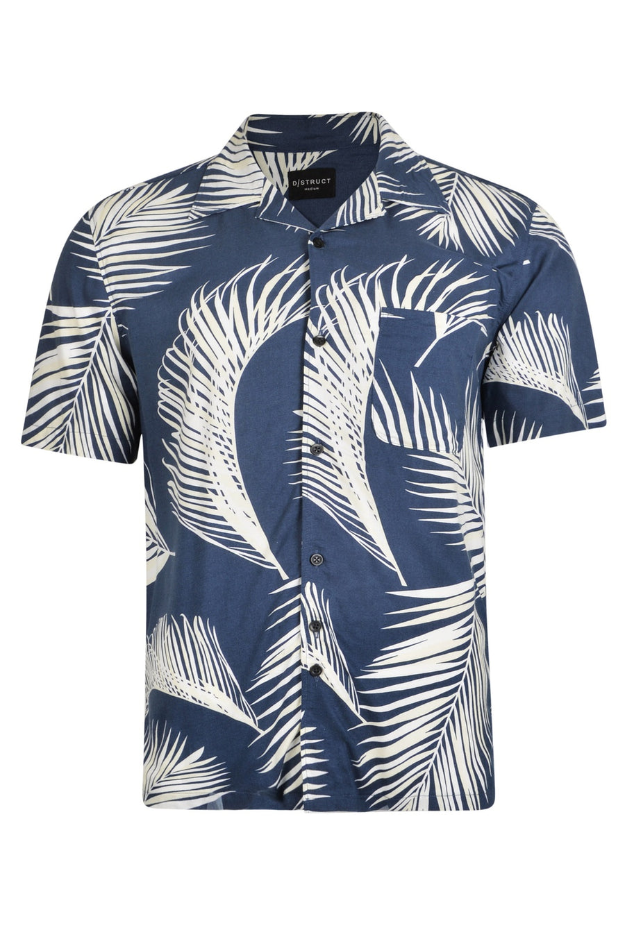 Caldera Palm Print Short Sleeve Shirt | Navy - Little Nooks