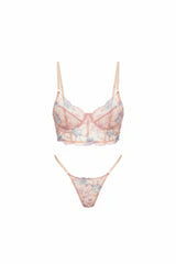 Mia Underwired Corset Lingerie Set - Pink Floral