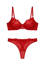 Floral Lace Underwire Lingerie Set | Burgundy - Little Nooks
