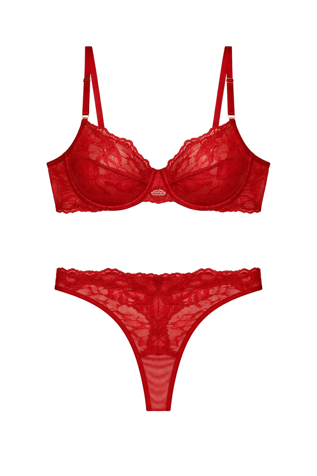Floral Lace Underwire Lingerie Set | Burgundy - Little Nooks