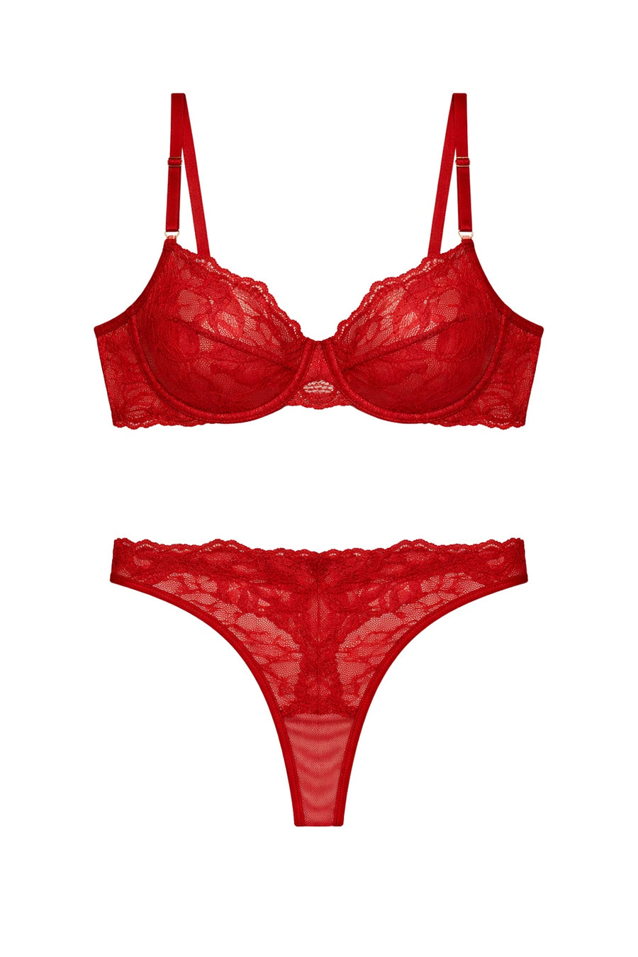 Floral Lace Underwire Lingerie Set | Burgundy - Little Nooks