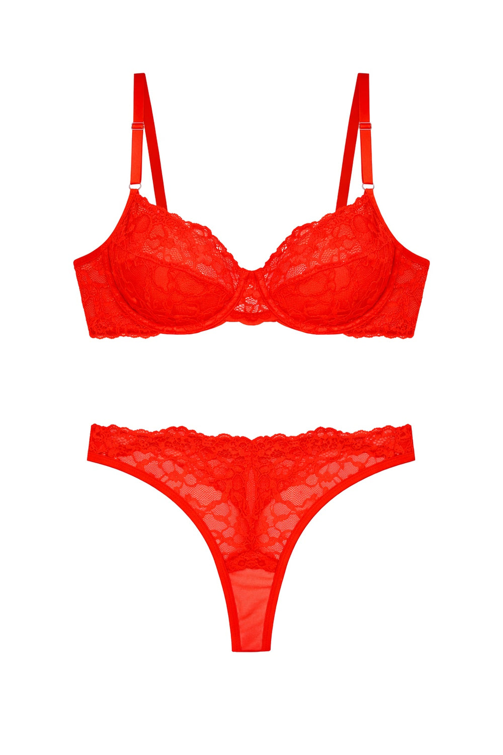 Floral Lace Underwire Lingerie Set | Red - Little Nooks