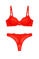 Floral Lace Underwire Lingerie Set | Red - Little Nooks